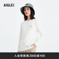 AIGLE艾高秋冬女士DFT速干吸湿排汗户外舒适休闲时尚圆领长袖T恤 粉白色 AF171 L(170/92A)