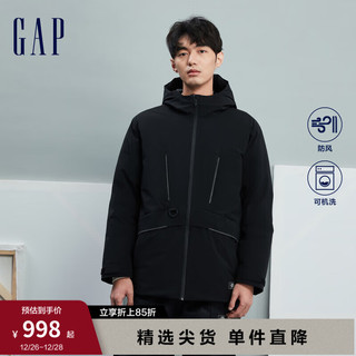 Gap 盖璞 男装冬季2023LOGO户外帕克风羽绒服836420宽松保暖外套 黑色 180/100A(XL)亚洲尺码