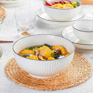 尚行知是 餐具整套碗碟套装简日式简约陶瓷家用碗盘碗筷白瓷餐具组合24件