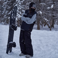 AWKA 滑雪裤2023新款女冬季防水裤子专业保暖防风男士单板防雪户外 黑 M
