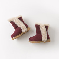 戴维贝拉 冬季女童加绒棉靴冬季儿童加厚靴子