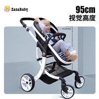 ZazaBaby 婴儿推车可坐可躺 折叠高景观双向减震避震儿童宝宝新生 黑色