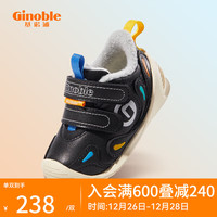 Ginoble 基诺浦 关键鞋 8-18个月婴儿步前鞋 2022冬款 保暖棉鞋 宝宝软底鞋子 加绒加厚 TXGB2035 黑色 110码