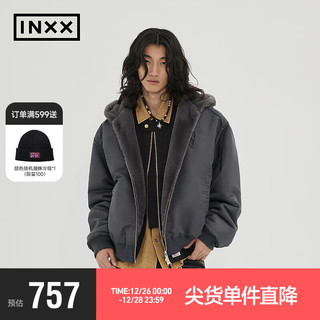 INXX 英克斯 ALLPICK 潮牌冬宽松美式复古两面穿短外套男加厚保暖飞行员夹克潮 深灰色 S