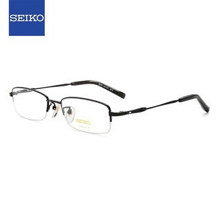 SEIKO 精工 眼镜框SEIKO男款小脸钛材超轻休闲半框近视眼镜框HO1061 112 黑色