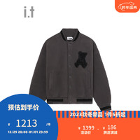 izzue it 男装摇粒绒棒球夹克青春潮流按扣外套7176W CCX/深灰色 S