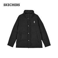 SKECHERS 斯凯奇 男子梭织短款羽绒外套L423M176 深黑色/002K XL
