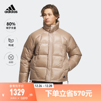 adidas阿迪达斯轻运动男装冬季暖芯科技600蓬保暖鸭绒羽绒面包服 粉棕/黑色 A/2XL