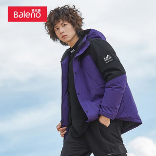 班尼路（Baleno）秋冬男士服休闲连帽拼接中厚服长袖简约羽绒服保暖外套 107P S