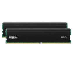 Crucial 英睿达 Pro系列 DDR4 3200MHz 台式机内存 马甲条 黑色 64GB 32GBx2 CP2K32G4DFRA32A