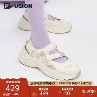 FILA FUSION斐乐潮牌玛丽珍凉鞋女鞋凉拖魔术贴海螺沙滩鞋