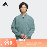 adidas阿迪达斯轻运动武极系列男装春季休闲简约立领夹克外套 迷雾祖母绿 A/2XL