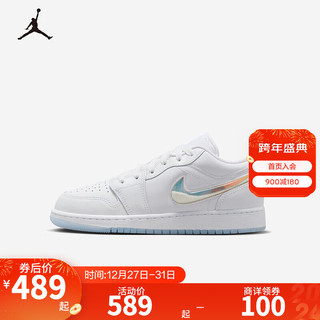 NIKE 耐克 AIR JORDAN 耐克AJ 1男女低帮休闲板鞋闪粉LOGO儿童休闲运动鞋 FQ9112-100 36码 适合脚长23cm