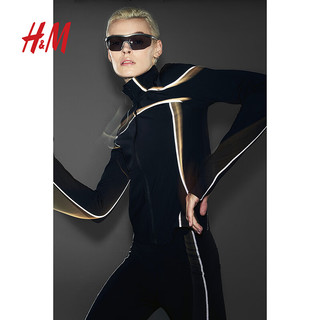 H&M运动服DryMove™保暖跑步上衣1178256 黑色 155/80A