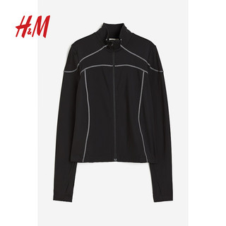 H&M运动服DryMove™保暖跑步上衣1178256 黑色 155/80A