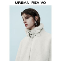 URBAN REVIVO UR冬女装时尚宽松氛围感立领毛绒外套UWG130109 本白 S