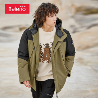 班尼路（Baleno）秋冬男士服休闲连帽拼接中厚服长袖简约羽绒服保暖外套 01G6 XL