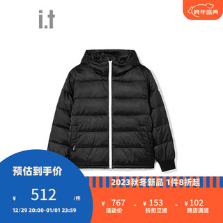 izzue it 款连帽羽绒服简约时尚绗缝外套7153F3L BKX/黑色 S