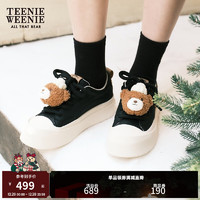 Teenie Weenie小熊秋冬可拆卸装饰小熊时尚低帮厚底鞋女 黑色 35