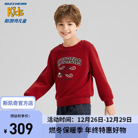 斯凯奇（Skechers）男女童针织圆领卫衣L124K046 浆红色/03LC 165cm