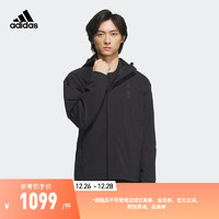 adidas 阿迪达斯 轻运动武极系列男抗湿梭织连帽夹克外套IX4287 黑色 A/S