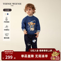 Teenie Weenie Kids小熊童装男宝宝高领加绒撞色卫衣 深蓝色 100cm