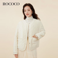 洛可可（ROCOCO）洛可可肌理感冬季鹅绒服女短款2023粉色外套 奶白 M