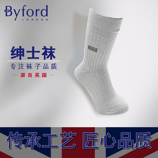 百富（BYFORD）男士袜子棉针织中筒袜印尼产商场款男运动长袜通勤秋冬红9007C 9007C碳灰色 均码
