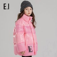 E.I ei童装冬装新品女童粉色羽绒服保暖外套立领设计