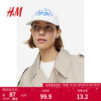 H&M 女士棉质鸭舌帽1121461 白色 52-54