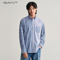 GANT龙年系列红品甘特2024新年款男士撞色拼接条纹衬衫3240015 436蓝色 S