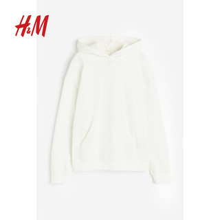 H&M女装卫衣柔软休闲纯色大廓形长袖连帽衫1163636 奶油色 155/76A