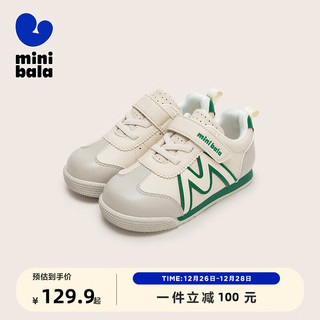 minibala【壁虎稳步鞋】迷你巴拉巴拉男童女童运动鞋宝宝舒适防摔吸汗童鞋 白绿色调00414 27码