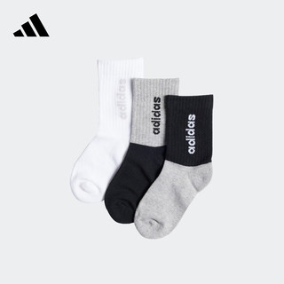 adidas三双装舒适运动袜子男大童儿童阿迪达斯IS0102 黑色/中麻灰/白 KL