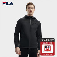 FILA 斐乐男士针织连帽外套2024春基础时尚休闲加绒上衣 正黑色-BK 175/96A/L