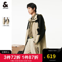 杰克·琼斯（JACK&JONES）2024年春季男士上衣宽松三防户外工装连帽夹克外套224121034 浅卡其E11 165/88A/XS