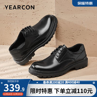 YEARCON 意尔康 男鞋 皮鞋男2024春季牛皮商务正装男士皮鞋厚底轻便德比鞋 黑色 41