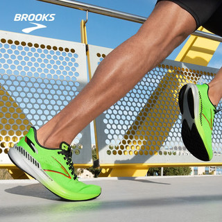 布鲁克斯（BROOKS）男透气缓震女竞速专业跑鞋马拉松Hyperion GTS旋风 【男/支撑】壁虎绿/桔红色/白色 44.5码