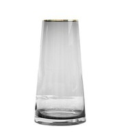 移动端：墨斗鱼 0401 T型玻璃花瓶 金+烟灰色 22cm