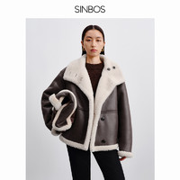 SINBOS 渊渟 羊剪绒外套女复合皮毛一体冬季美拉德羊羔毛皮草