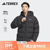 adidas阿迪达斯TERREX男装抗湿保暖800蓬连帽户外运动鹅绒羽绒服 黑色/青灰 A/S