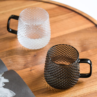 品喻 PINYU）玻璃杯家用女男士喝水杯子办公室茶杯马克杯锤纹咖啡杯