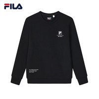 FILA 斐乐男装套头卫衣2023冬商务休闲通勤圆领卫衣上衣 正黑色-BK 165/88A/S
