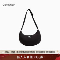 Calvin Klein女包24春季简约绣标小巧纯色单肩腋下包月亮包新年DH3619 001-太空黑 OS