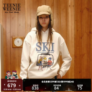 Teenie Weenie小熊秋冬拼接连帽小熊卫衣sorona面料女装 象牙白 155/XS