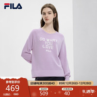 FILA 斐乐女子织衫时尚休闲长袖圆领织上衣 165/84A/M 梦幻紫-VT