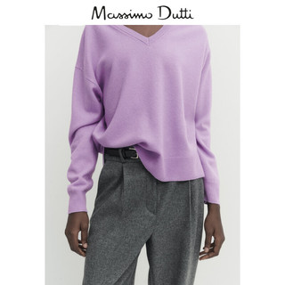 升级 Massimo Dutti2023女装 法式软糯V领羊毛混纺套头毛衣针织衫 05620550612