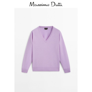 升级 Massimo Dutti2023女装 法式软糯V领羊毛混纺套头毛衣针织衫 05620550612