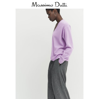 升级 Massimo Dutti2023女装 法式软糯V领羊毛混纺套头毛衣针织衫 05620550612