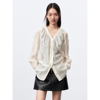 太平鸟女装 2023年春季新款法式慵懒风气质衬衫女士小众设计感上衣